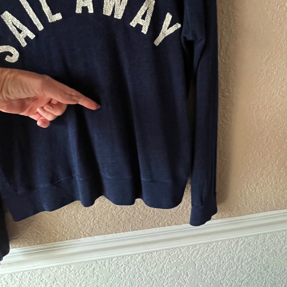 Anthropologie Sundry Sail Away Cruise Wear Beach Pullover Navy Top Small - Picture 9 of 9